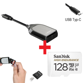 BUNDLE SanDisk Extreme Pro Typ-C (micro)SD Card-Reader/Writer mit High Endurance microSD 128 GB
